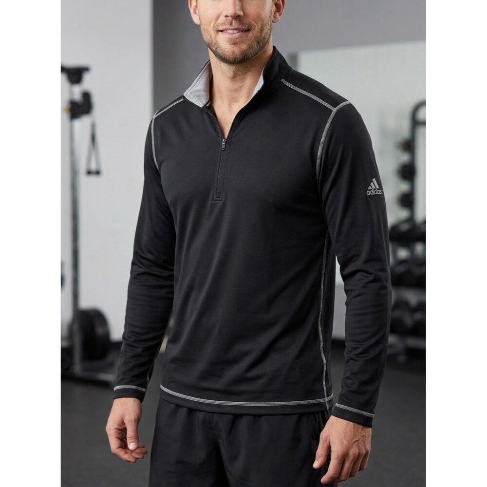 Adidas Mens Golf Quarter Zip Pullover UPF 50 Lightweight Sweatshirt Black L NWT